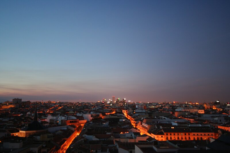 Cityscape at Dusk — Blue, Calm, Sunset, Photograph, Buildings, Sky, Lights
