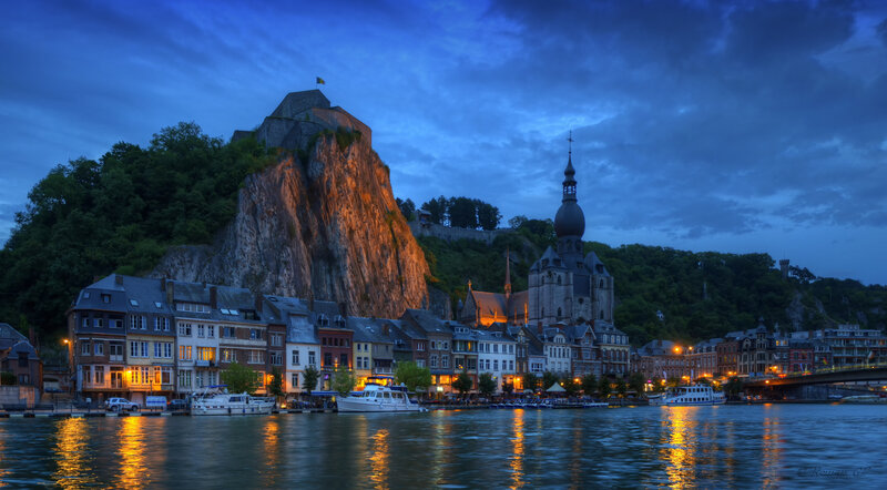 Cityscape at Dusk — Blue, Dramatic, Night, Photograph, River