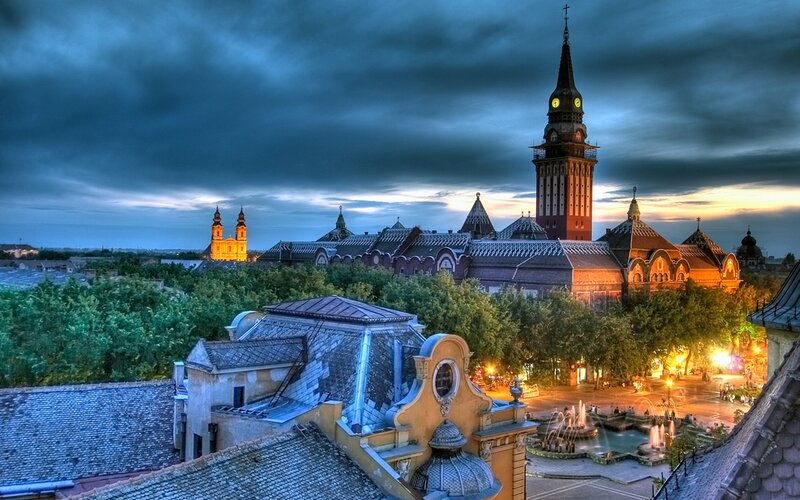 Cityscape at Dusk — Blue, Dramatic