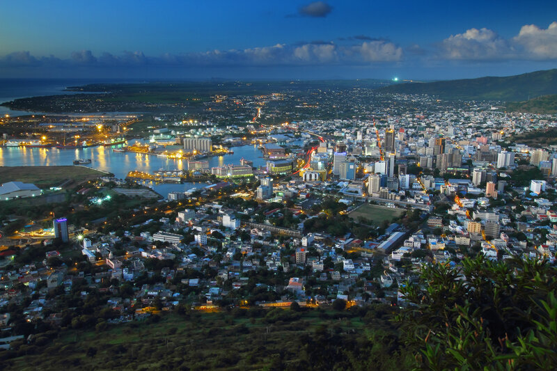 Cityscape at Dusk — Blue, Serene, Night