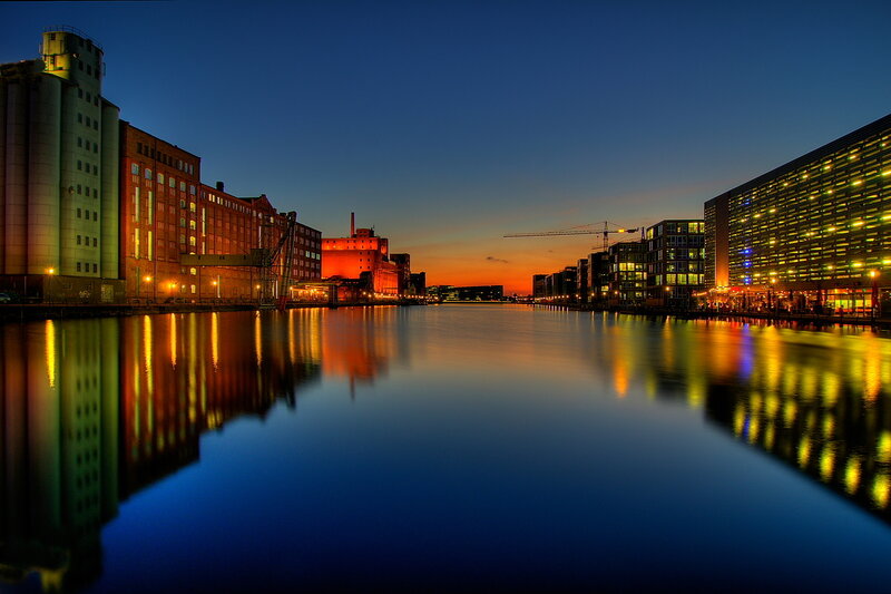 Cityscape at Dusk — Blue, Serene, Sunset