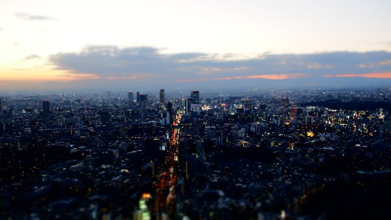 Cityscape at Dusk — Dark Blue, Calm