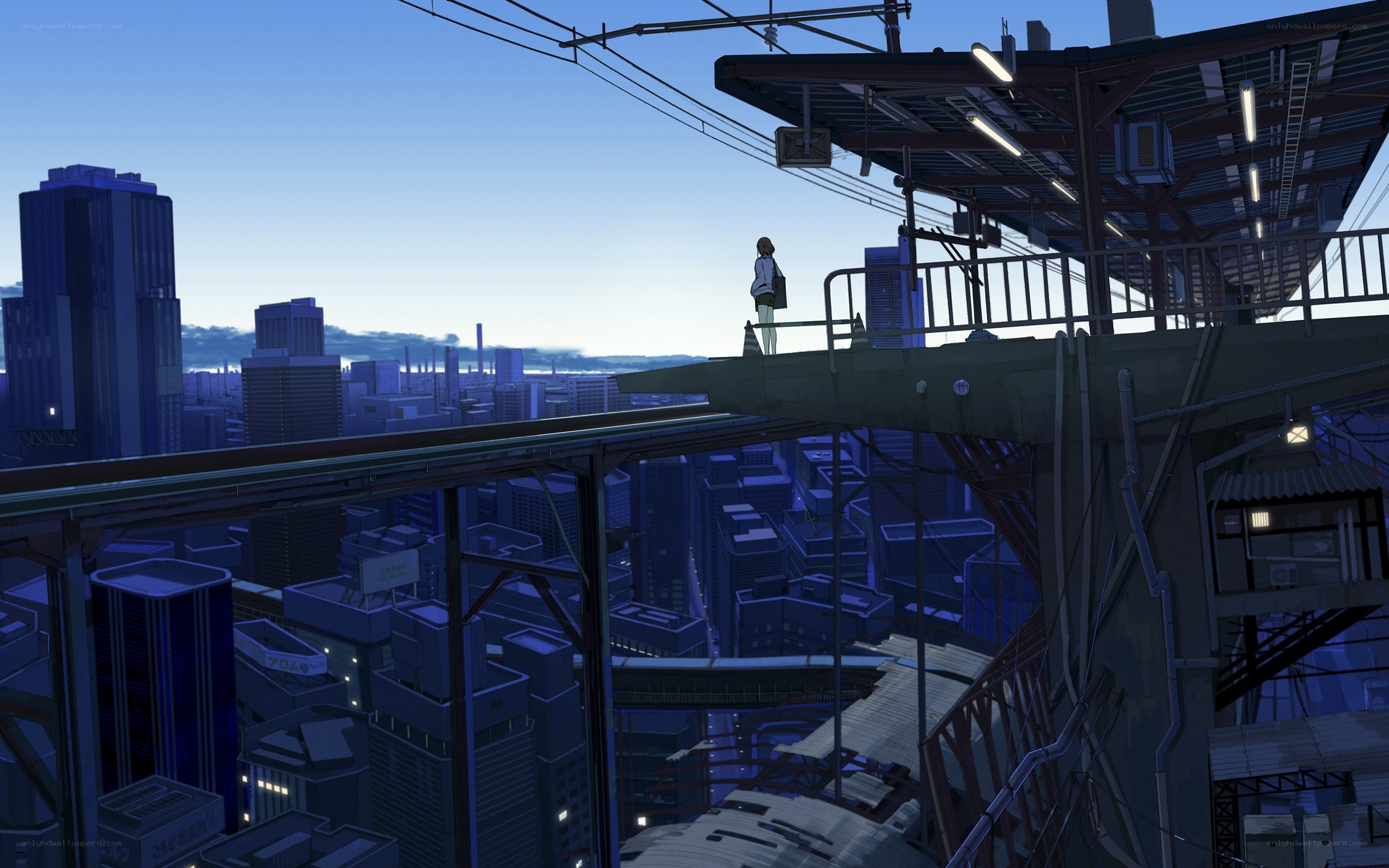 cityscape at dusk from train station
