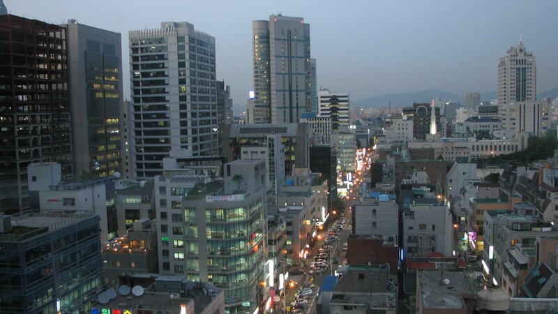 Cityscape at Dusk — Gray, Calm, Night, Photograph