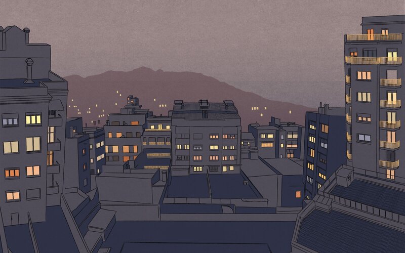 Cityscape at Dusk — Gray, Calm