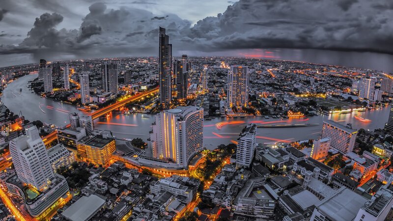 Cityscape at Dusk — Gray, Dramatic, Night
