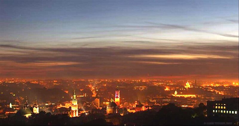 Cityscape at Dusk — Orange, Dramatic, Night