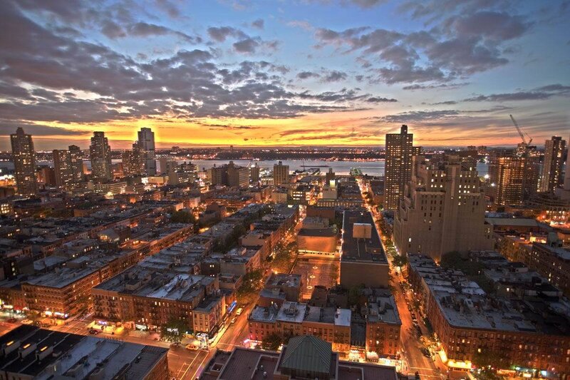 Cityscape at Dusk — Orange, Dramatic, Sunset, Photograph, Skyscraper