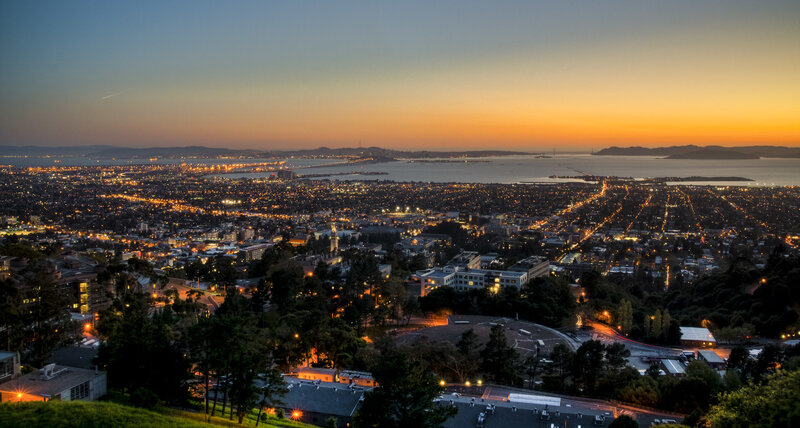 Cityscape at Dusk — Orange, Serene, Sunset, Photograph, Lights, Bay