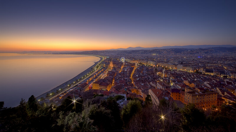 Cityscape at Dusk — Orange, Serene