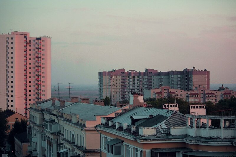 Cityscape at Dusk — Pink, Calm