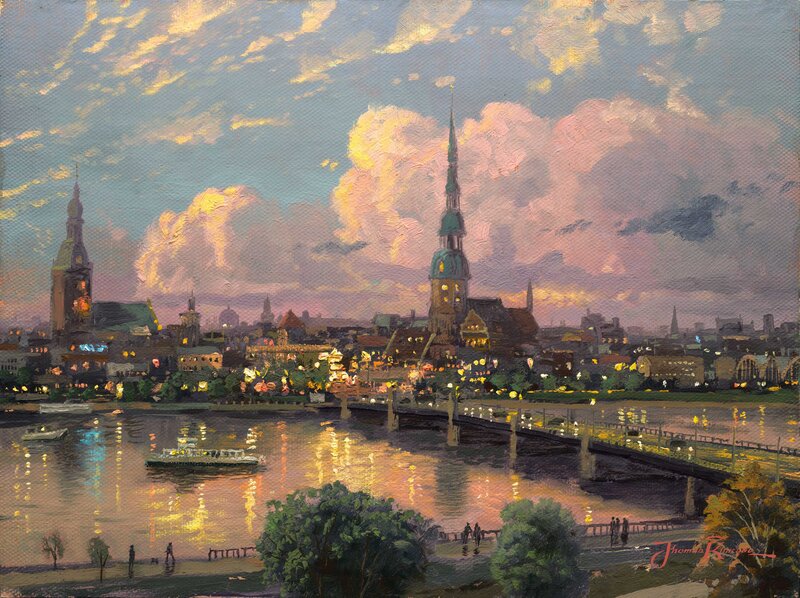 Cityscape at Dusk — Pink, Dramatic