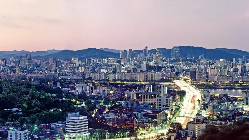 Cityscape at Dusk — Purple, Calm