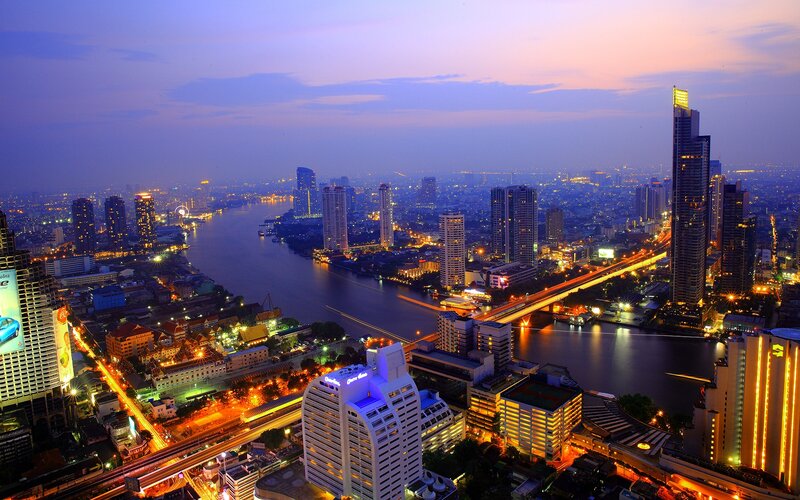 Cityscape at Dusk — Purple, Dramatic, Night