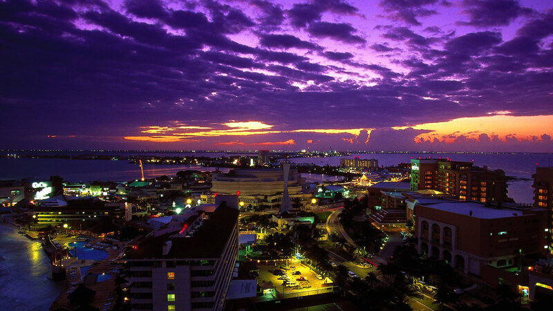Cityscape at Dusk — Purple, Dramatic, Sunset, Photograph, Buildings