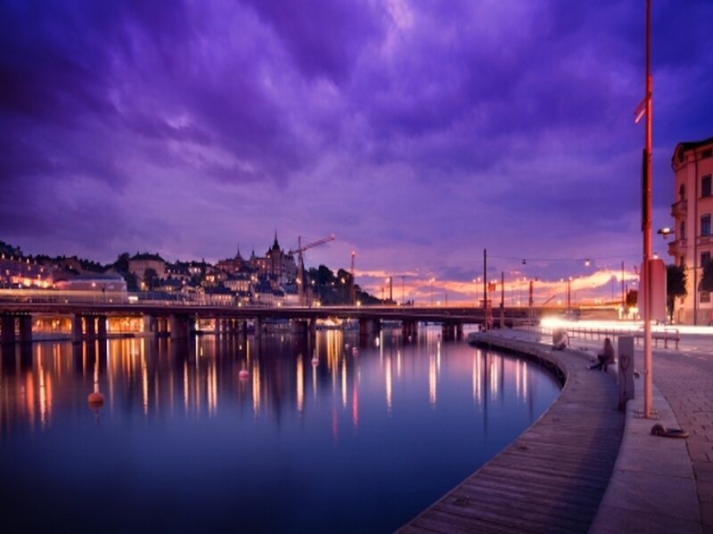 Cityscape at Dusk — Purple, Dramatic, Sunset