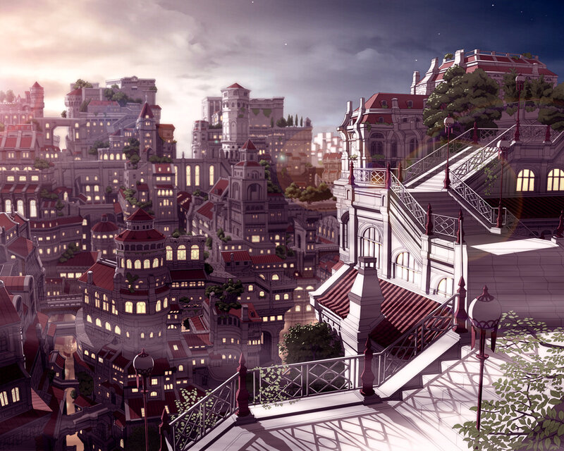Cityscape at Dusk — Purple, Serene, Sunset, Digital Art