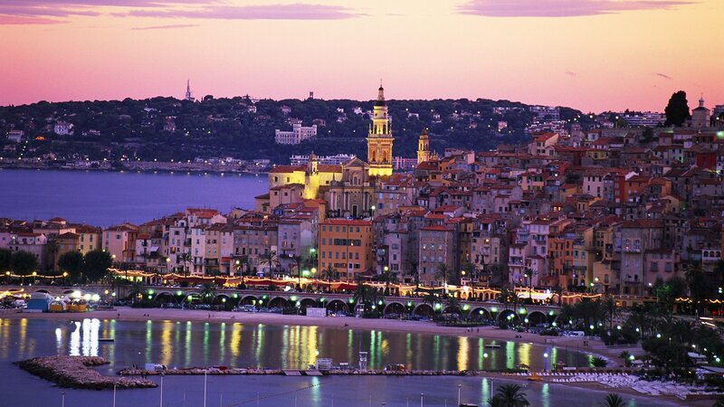 Cityscape at Dusk — Purple, Serene, Sunset, Photograph, Buildings