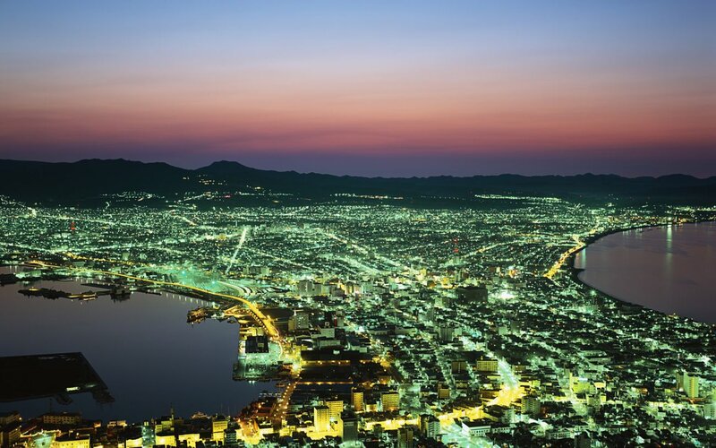 Cityscape at Dusk — Purple, Serene, Sunset