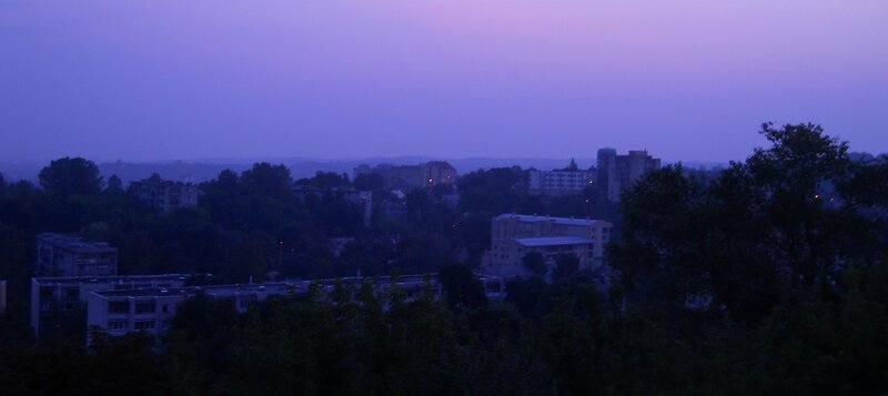 Cityscape at Dusk — Purple