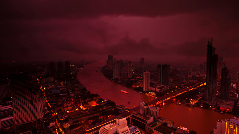 Cityscape at Dusk — Red