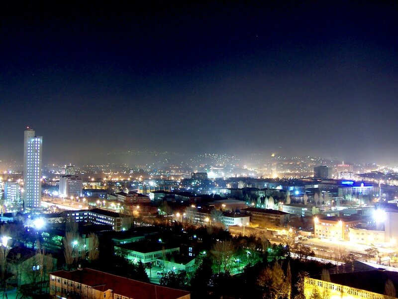 Cityscape at Night — Black, Calm, Photograph, Buildings, Lights