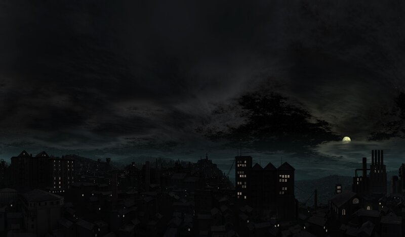 Cityscape at Night — Black, Dark, 3d Render