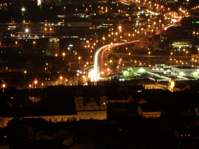 Cityscape at Night — Black, Dark, Photograph, Lights, Buildings, Traffic