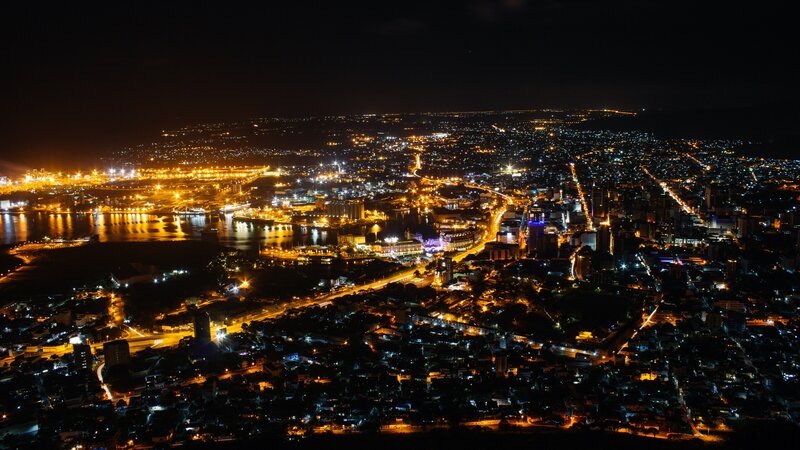 Cityscape at Night — Black, Dark, Photograph, Lights