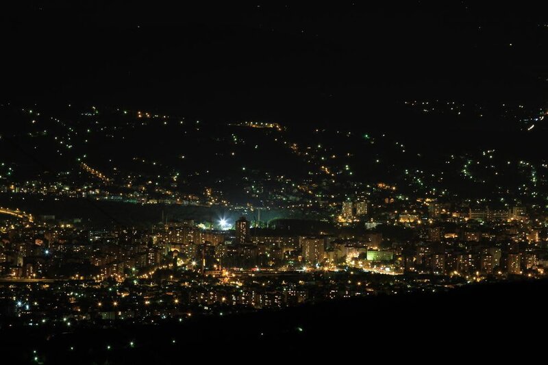Cityscape at Night — Black, Dark, Photograph