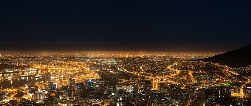 Cityscape at Night — Black, Dramatic, Photograph, Buildings