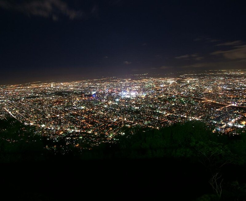 Cityscape at Night — Black, Dramatic, Photograph