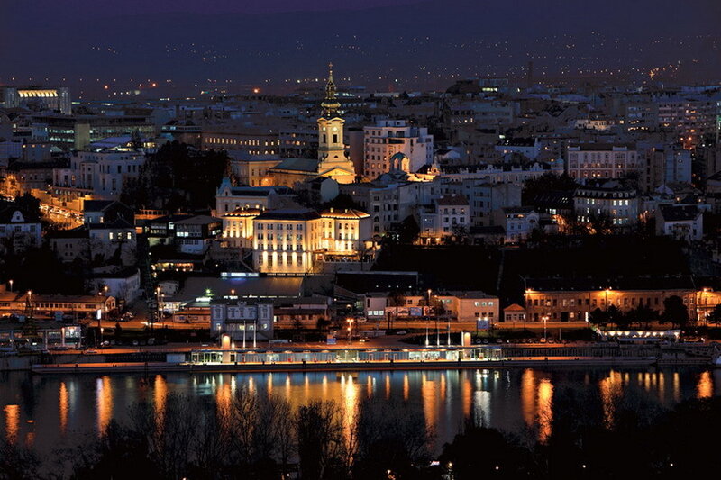 Cityscape at Night — Blue, Calm, Photograph