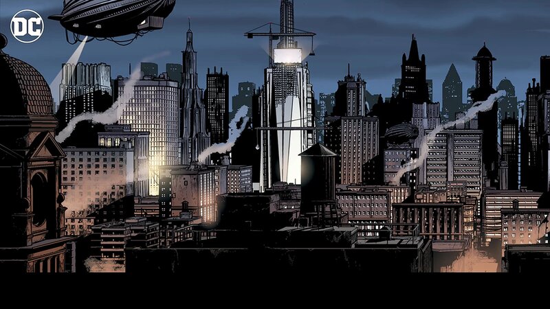 Cityscape at Night — Blue, Dramatic, Comic