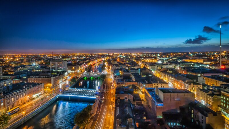 Cityscape at Night — Blue, Dramatic, Photograph, River