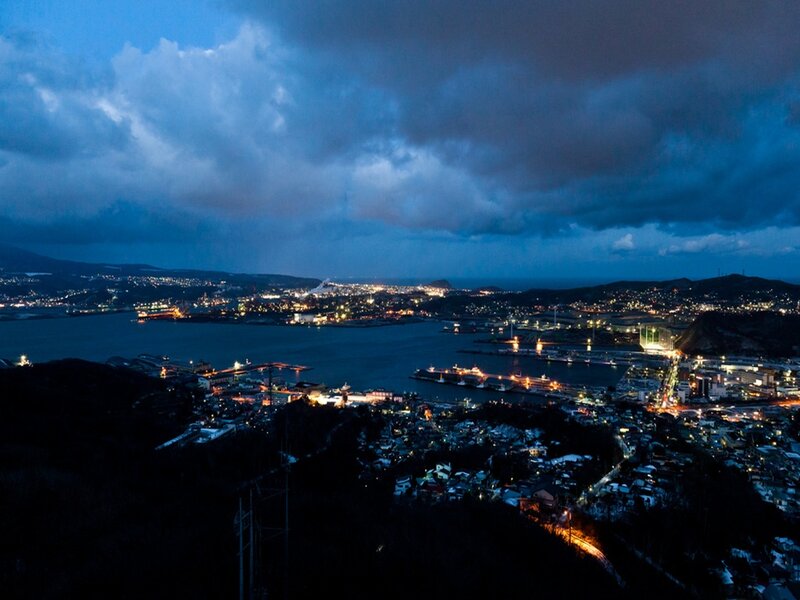 Cityscape at Night — Blue, Dramatic, Photograph