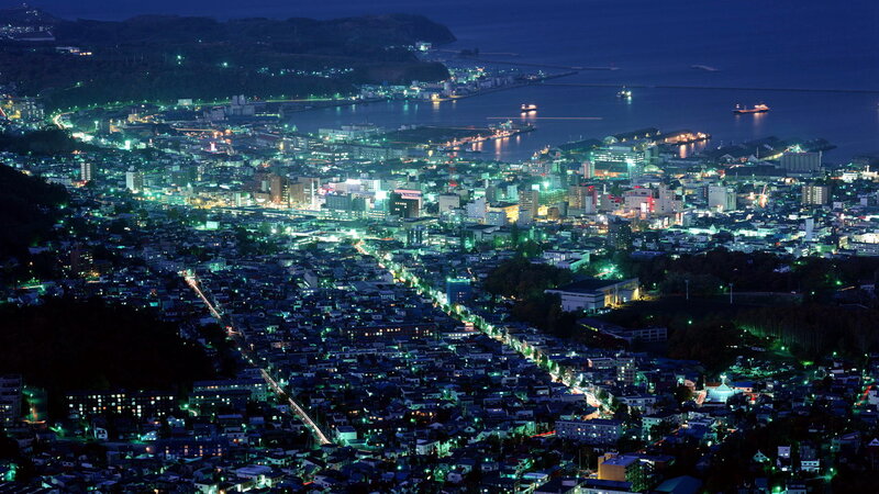 Cityscape at Night — Blue, Serene, Photograph, Buildings, Harbor