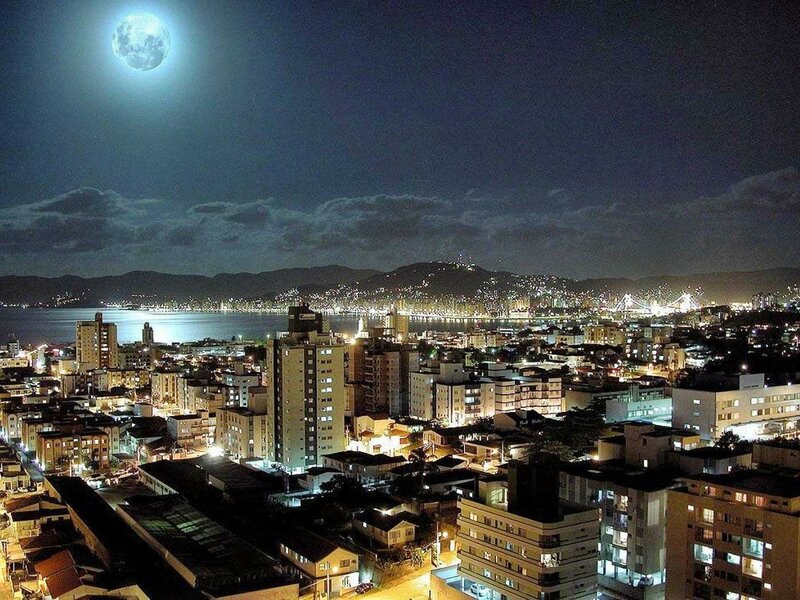 Cityscape at Night — Blue, Serene, Photograph