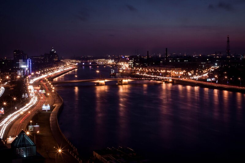 Cityscape at Night — Dark Blue, Calm