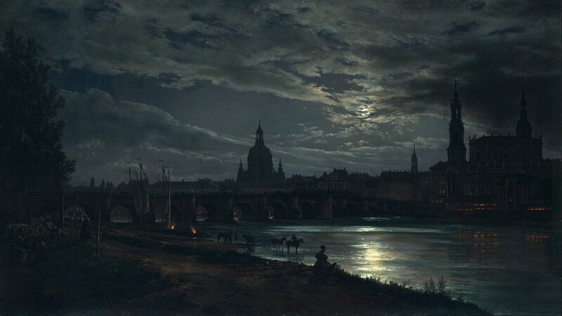 Cityscape at Night — Dark Blue, Dramatic