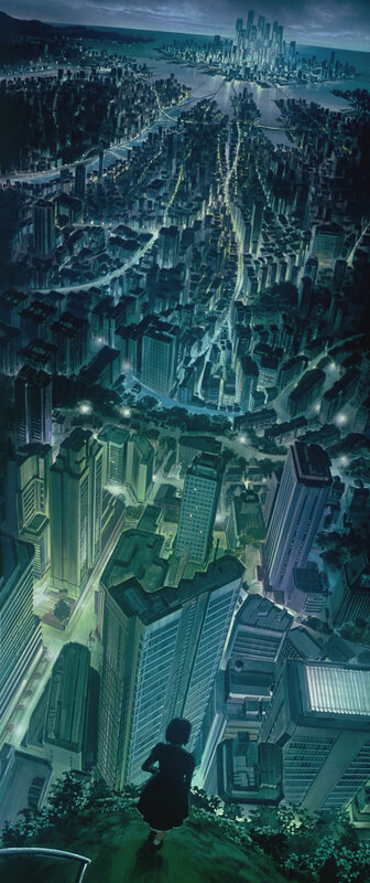 cityscape at night from a hill
