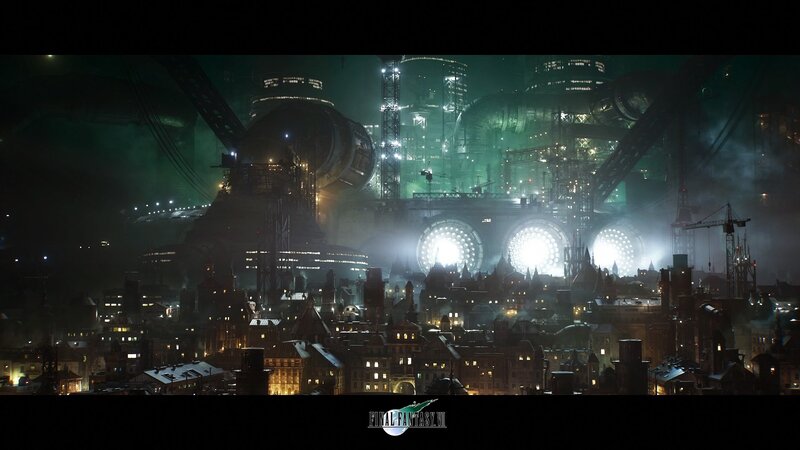 Cityscape at Night — Green, Dramatic