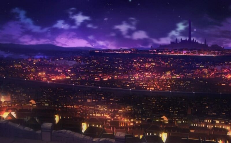 Cityscape at Night — Purple, Dramatic, Anime, Buildings