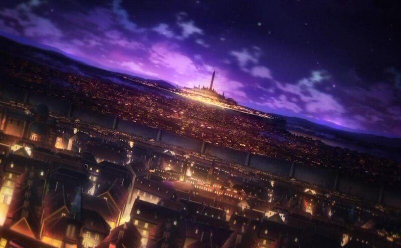 Cityscape at Night — Purple, Dramatic, Anime