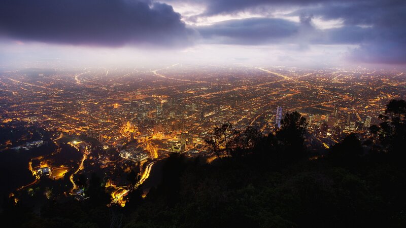 Cityscape at Night — Purple, Dramatic