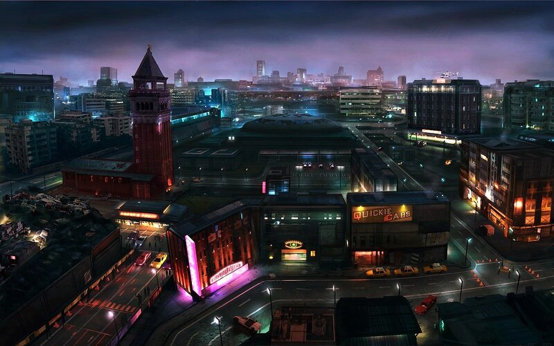 Cityscape at Night — Purple