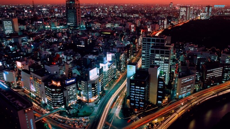 Cityscape at Night — Red, Dramatic