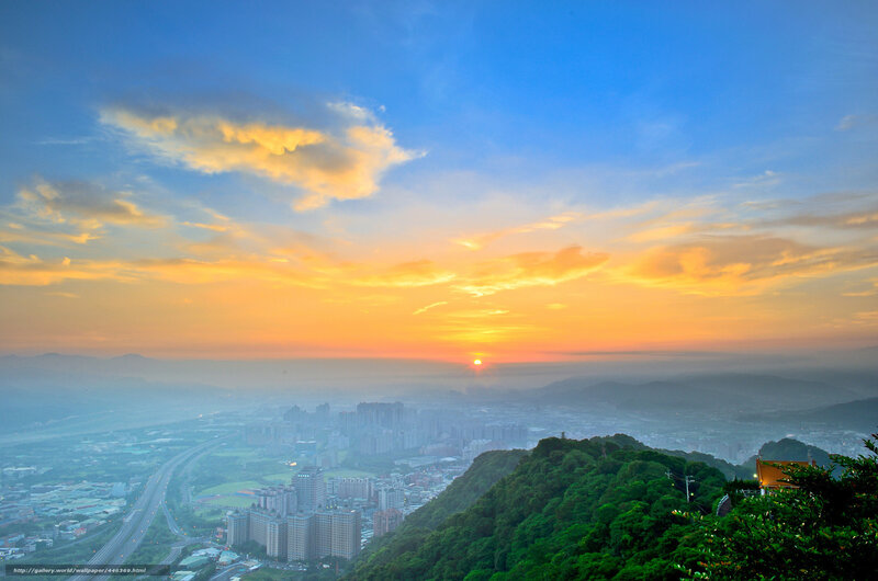 Cityscape at Sunrise — Blue
