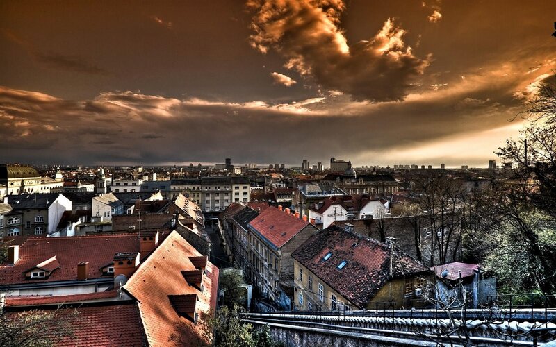 cityscape at sunset