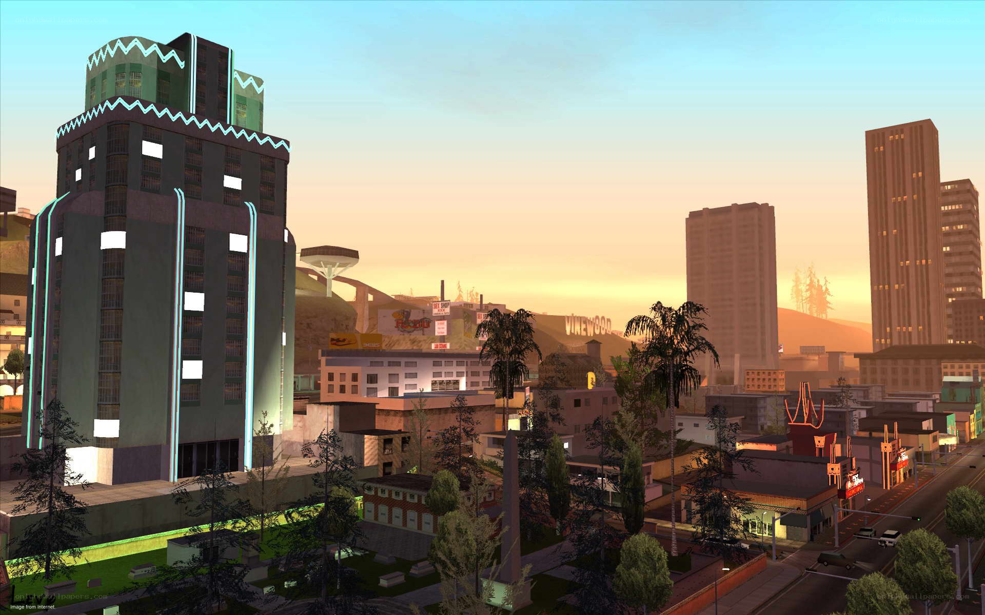 cityscape at sunset